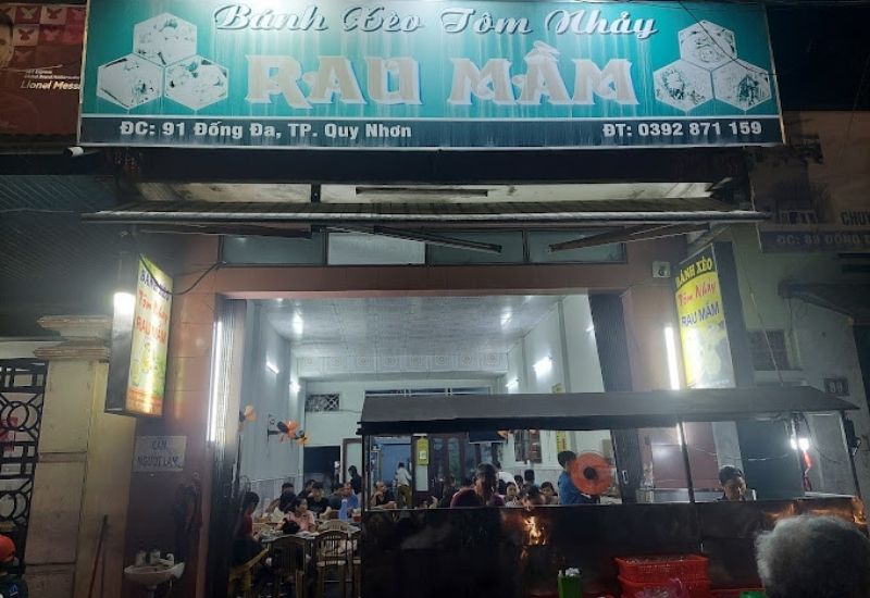 Bánh xèo tôm nhảy rau mầm, món ngon lạ